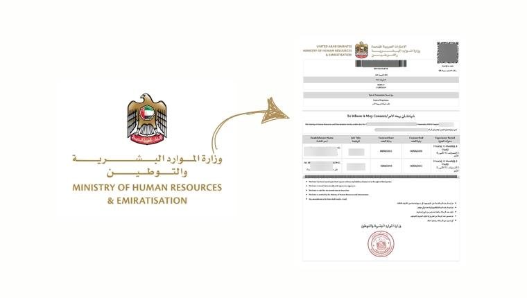 UAE job experience certificate